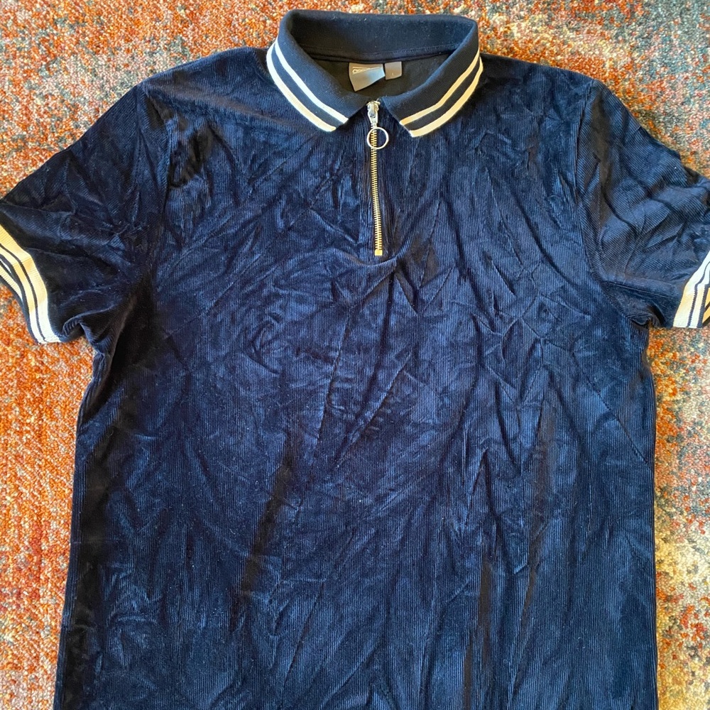 ASOS Velvet polo shirt zip shirt size Large
